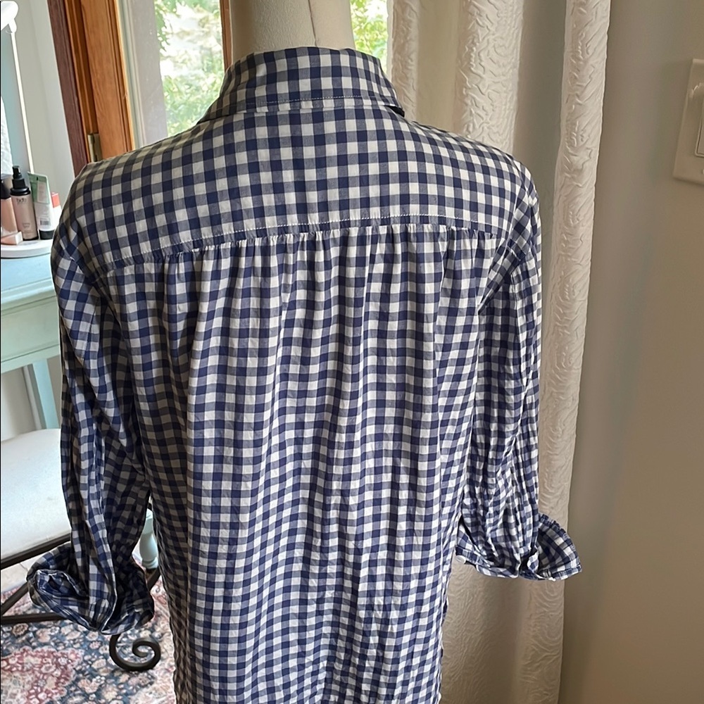 Madewell Blue Checkered Marketplace Popover Buttondown Shirt Medium Cotton - Picture 9 of 9